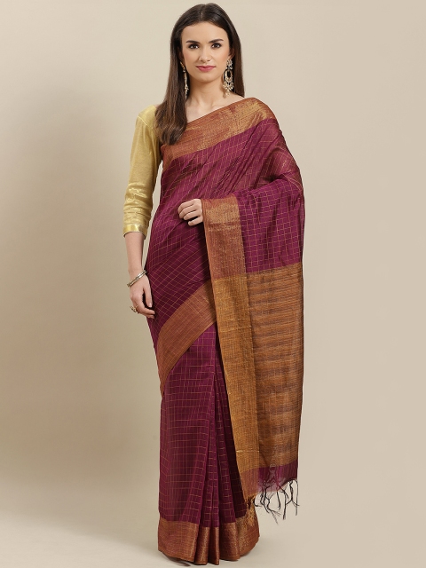 

Rajesh Silk Mills Burgundy Checked Saree