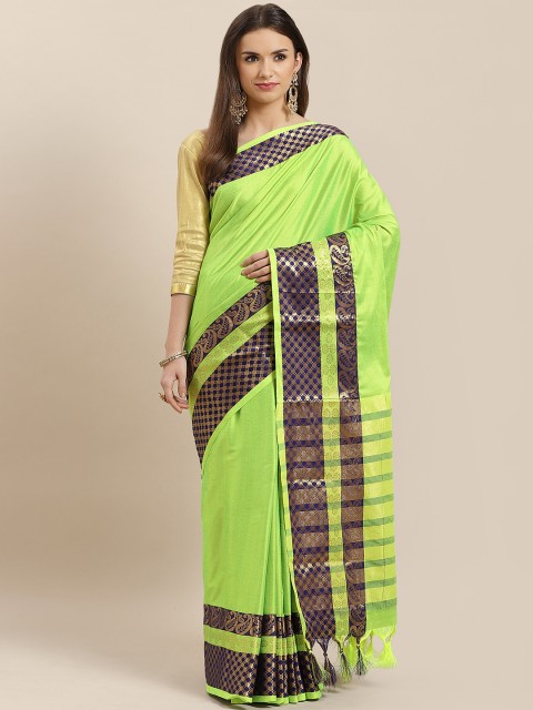 

Mitera Green Solid Saree