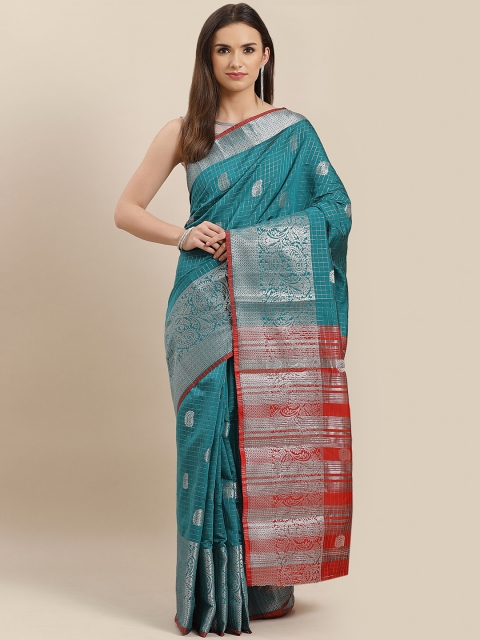 

KALINI Blue & Silver Woven Design Saree