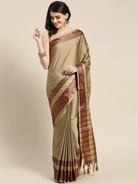 

Rajesh Silk Mills Olive Brown Solid Saree