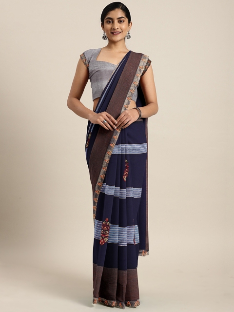 

Triveni Blue Striped Poly Georgette Saree