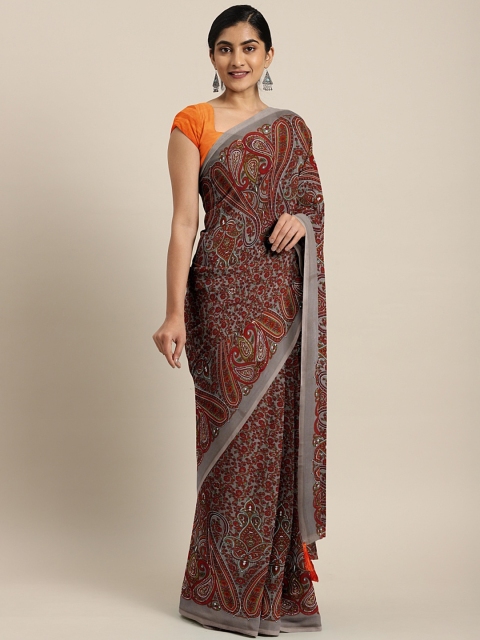 

Triveni Grey & Mustard Yellow Poly Georgette Printed Saree