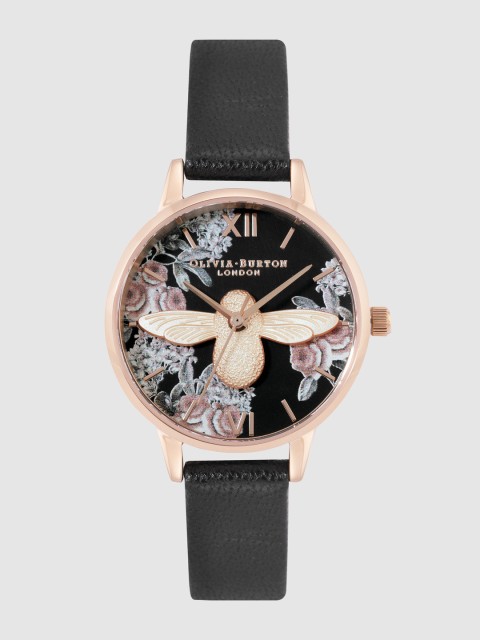 

OLIVIA BURTON LONDON Women Black Leather Analogue Watch OB16AM100W