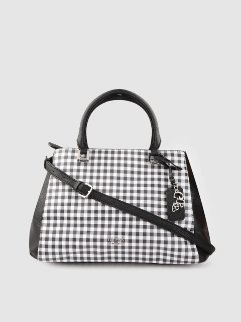 

GUESS Black & White Checked Handheld Bag