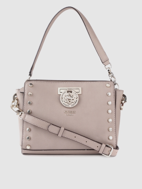 

GUESS Taupe Solid Shoulder Bag with Detachable Sling Strap