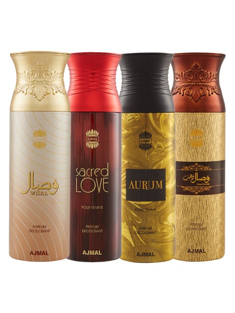 

Ajmal Women Set Of 4 Deodorants 200ml, Gold