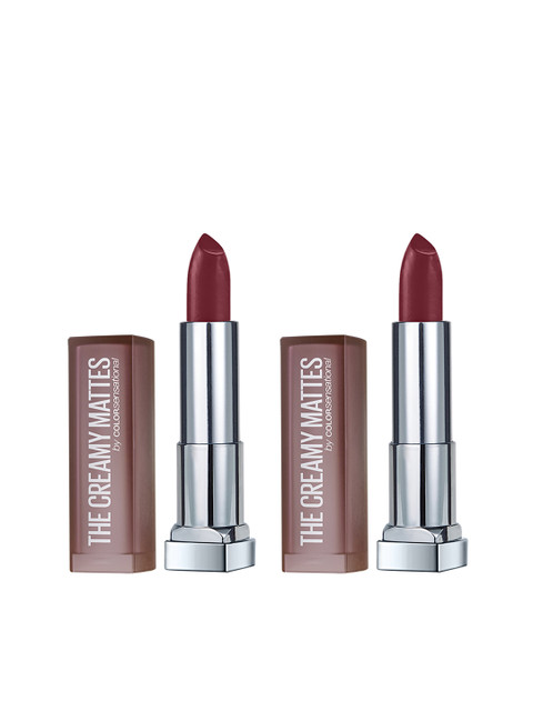 

Maybelline New York Set of 2 Burgundy Blush Color Sensational Creamy Matte Lipsticks 695, Maroon