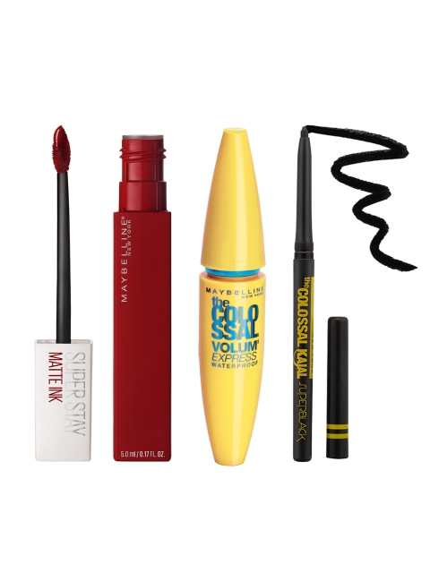 

Maybelline Set Of Liquid Lipstick Mascara & Kajal, Red