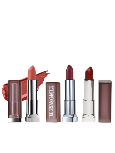 

Maybelline New York Set of 3 Color Sensational Creamy Matte Lipstick 3.9 g, Red