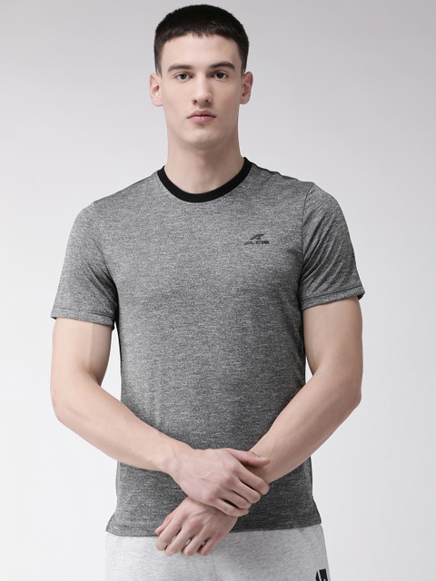 

Alcis Men Charcoal Grey Printed Back Round Neck T-shirt