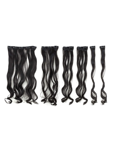 

Rozia Women Set of 6 Black 22" Curly Synthetic Clip-On Hair Extensions