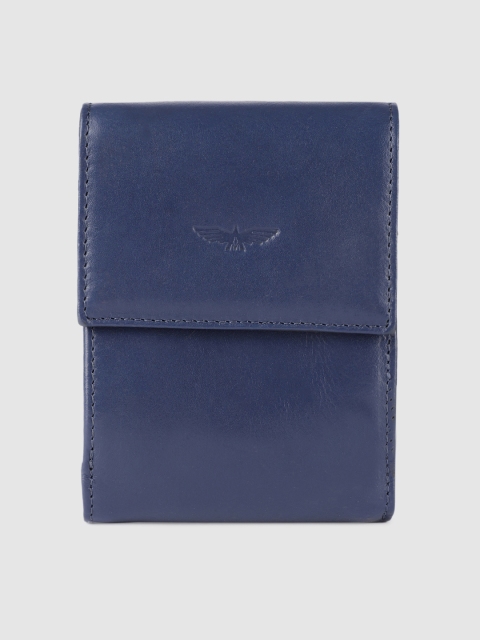 

Park Avenue Men Blue Solid Leather Two Fold Wallet