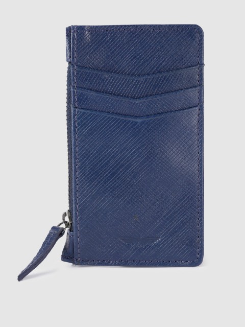 

Park Avenue Men Blue Solid Leather Two Fold Wallet