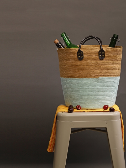 

Chumbak Brown & Blue Self-Design Multi-Utility Caring Carrier Large Basket
