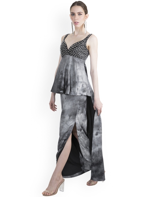 

Pernia Pop-Up Shop by GOT X Masaba Women Grey & Black Printed Designerwear Clothing Set