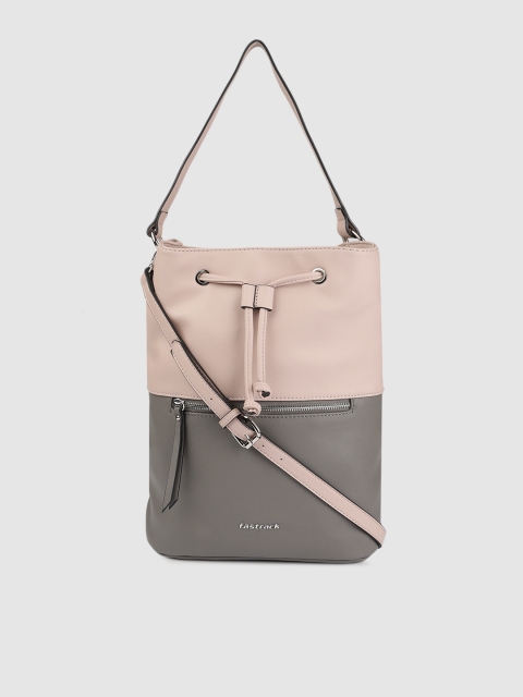 

Fastrack Pink & Grey Colourblocked Hobo Bag