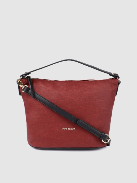 

Fastrack Red Self Design Hobo Bag