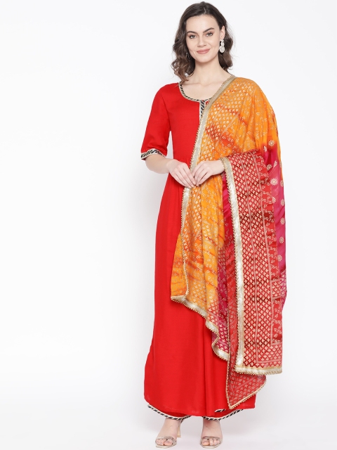 

Indi INSIDE Women Red Solid Kurta with Palazzos & Dupatta