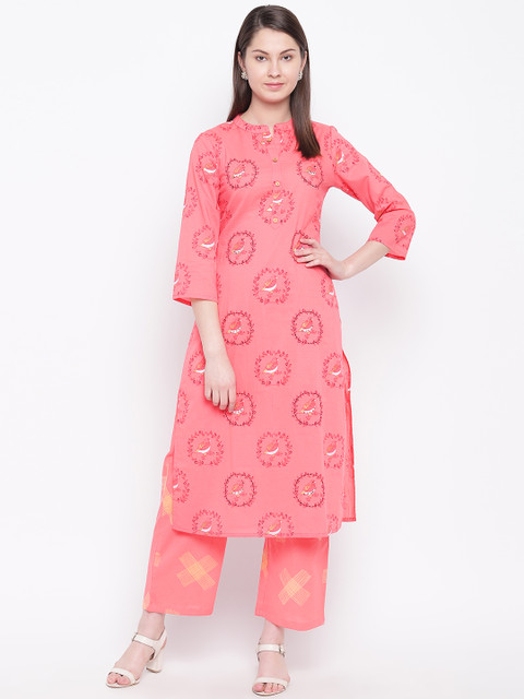 

Indi INSIDE Women Pink & Red Printed Kurta with Palazzos