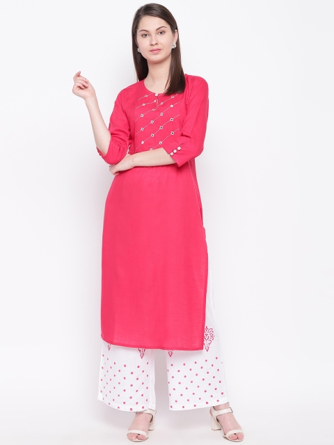 

Indi INSIDE Women Pink & White Yoke Design Kurta with Palazzos