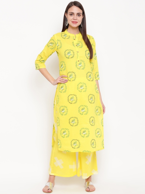 

Indi INSIDE Women Yellow & Green Printed Kurta with Palazzos