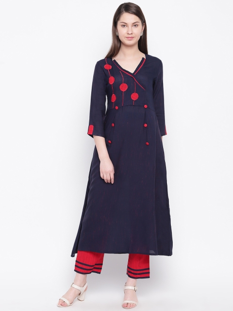 

Indi INSIDE Women Navy Blue & Red Yoke Design Kurta with Palazzos