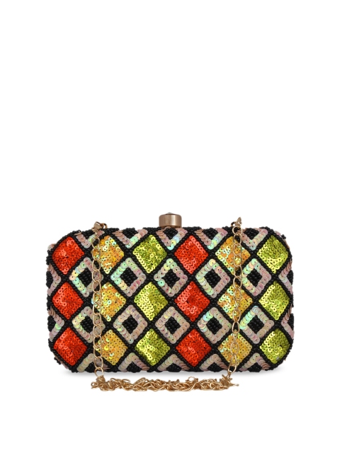 

Anekaant Black & Green Embellished Clutch