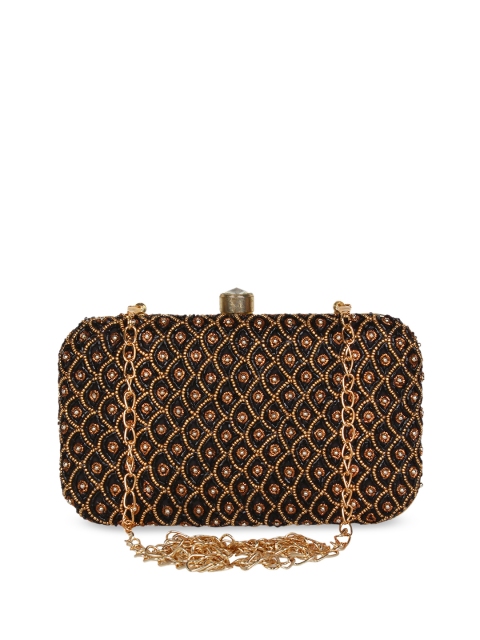 

Anekaant Black & Gold-Toned Embellished Clutch