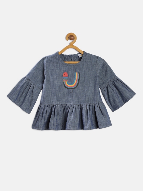 

Aomi Girls Blue Printed Denim Top