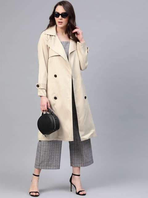 

COVER STORY Women Beige Solid Trench Coat