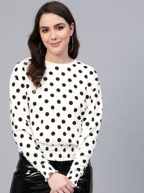 

COVER STORY Women White & Black Polka Dot Print Sweatshirt