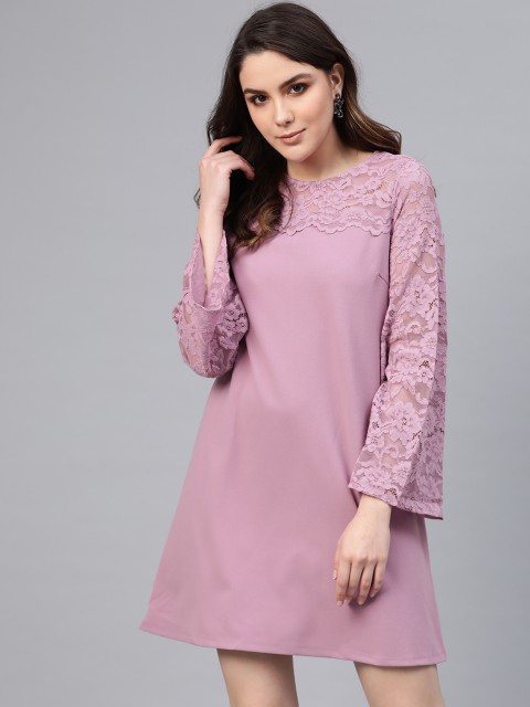 

COVER STORY Women Lavender Solid Shift Dress