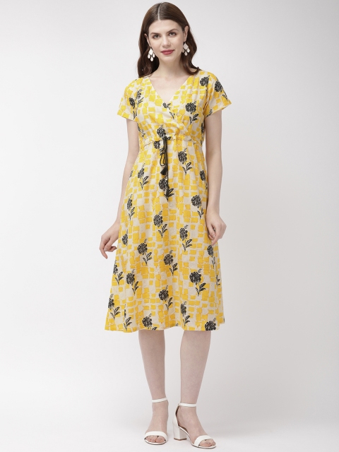 

pinwheel Women Yellow Floral Printed Empire Dress