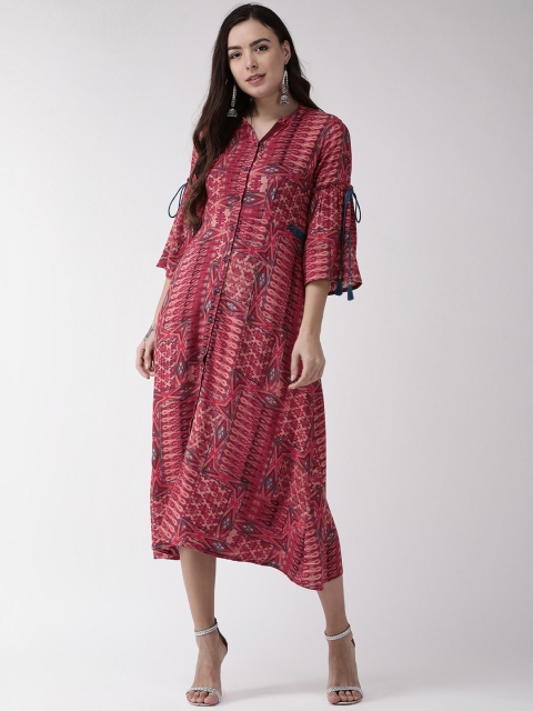 

RANGMAYEE Women Pink & Blue Printed A-Line Dress