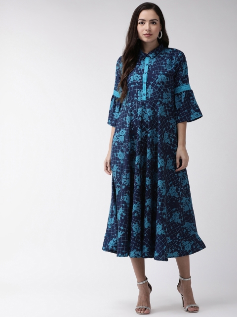 

RANGMAYEE Women Blue Printed Shirt Dress