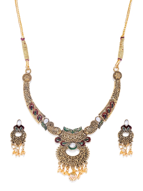 

Mahi Gold-Plated CZ Studded Traditional Jewellery Set