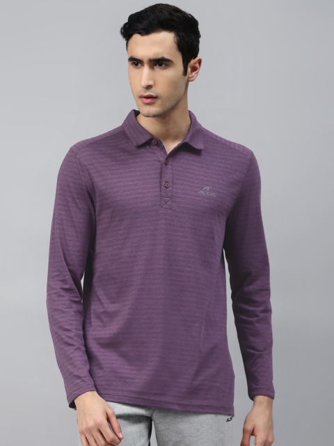 

Alcis Men Purple Striped Polo Collar T-shirt