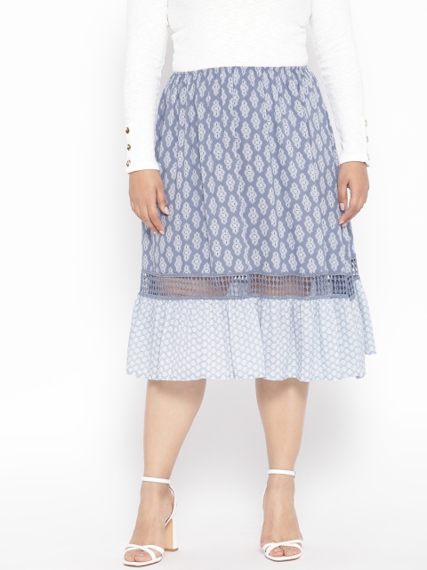 

Revolution Plus Size Women Blue White Printed A-line Skirt