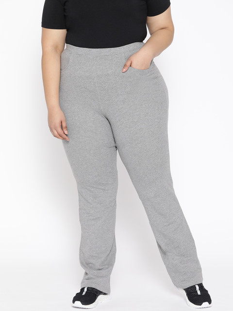 

Revolution Plus Size Women Grey Melange Solid Track Pants
