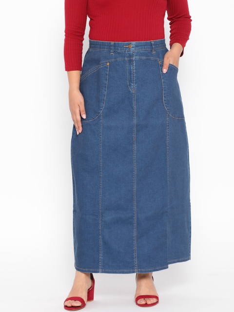 

Revolution Plus Size Women Blue Solid A-line Denim Maxi Skirt