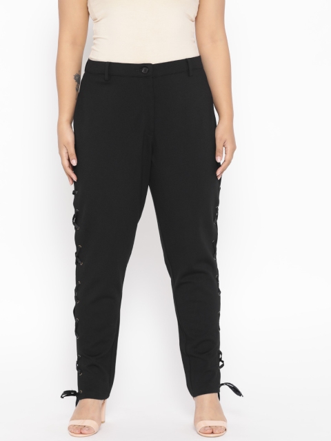 

Revolution Plus Size Women Black Regular Fit Solid Regular Trousers