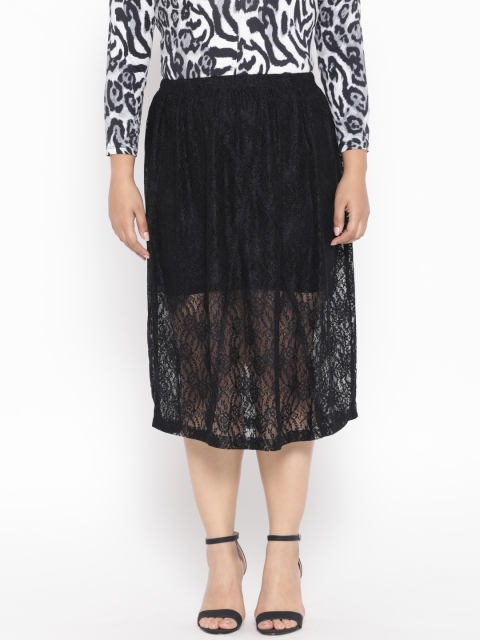 

Revolution Plus Size Women Black Lace Sheer A-line Skirt