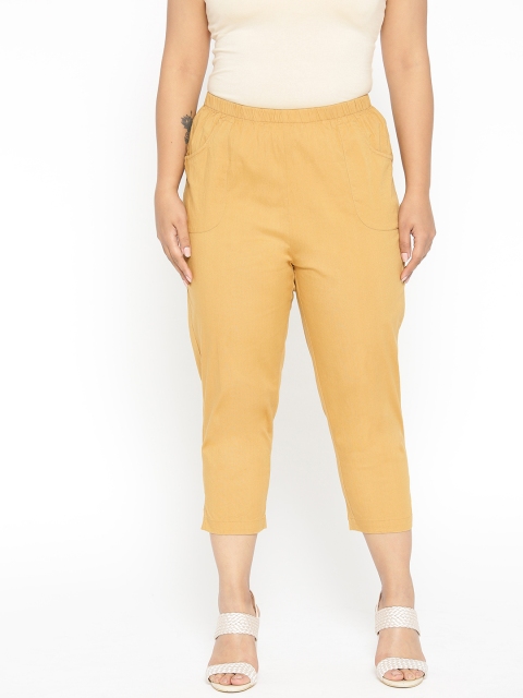 

Revolution Plus Size Women Khaki Regular Fit Solid Cropped Trousers