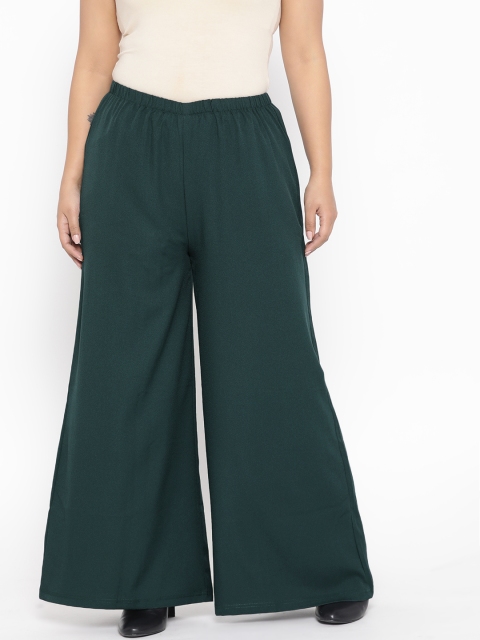 

Revolution Plus Size Women Green Solid Flared Palazzos