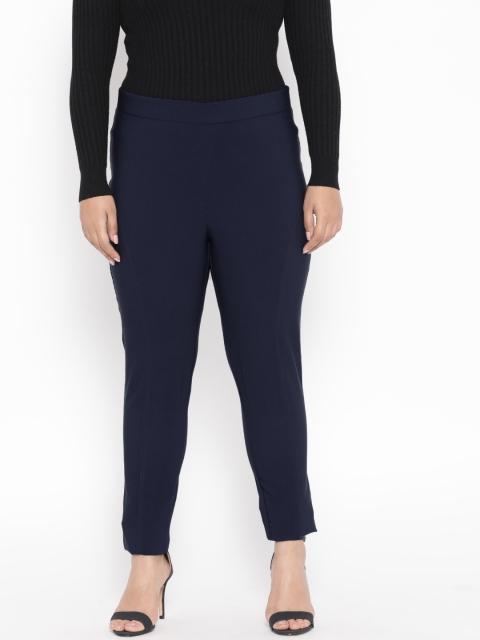 

Revolution Plus Size Women Navy Blue Skinny Fit Solid Regular Trousers