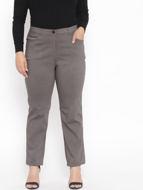 

Revolution Plus Size Women Grey Slim Fit Solid Regular Trousers