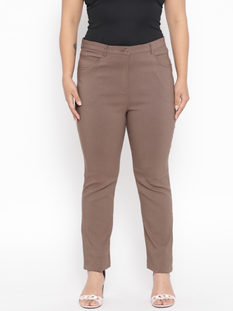 

Revolution Plus Size Women Brown Slim Fit Solid Formal Trousers