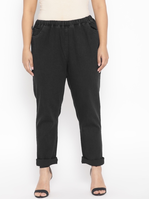 

Revolution Plus Size Women Black Regular Fit Solid Regular Denim Trousers