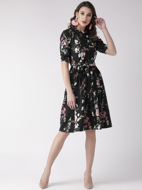 

WISSTLER Women Black Printed Shirt Dress