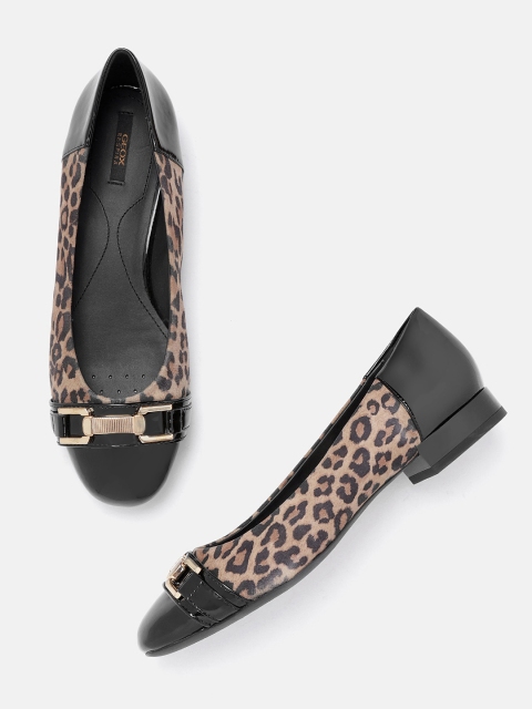 

Geox Women Brown & Black Leopard Print Suede Ballerinas